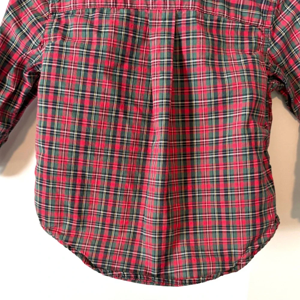 Ralph Lauren Kid's Red Plaid Holiday Button‎ Down Shirt in Size 12 Months